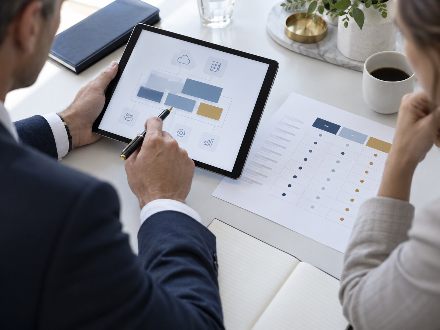 Advisors reviewing a platform decision with a client